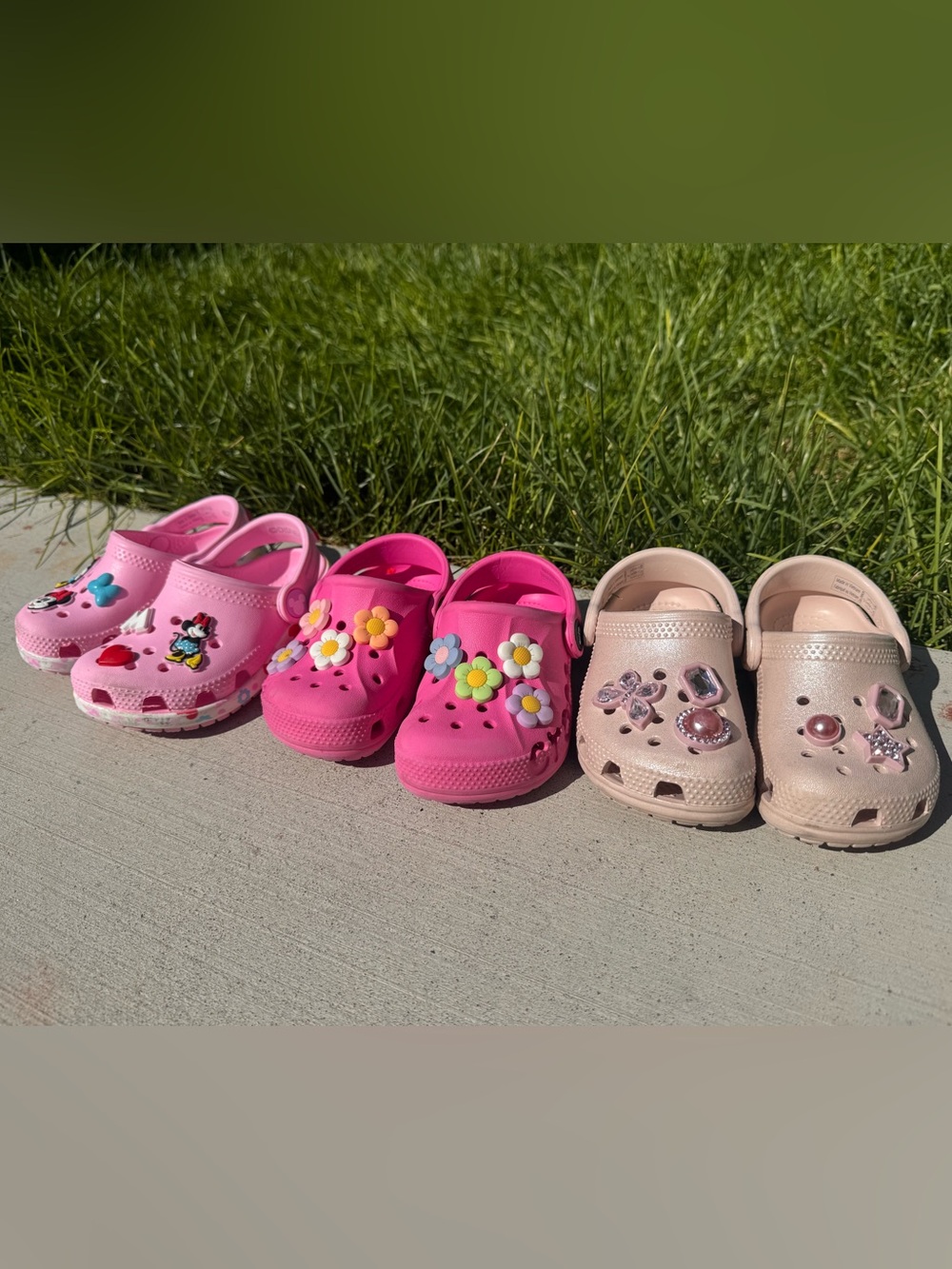 Pink Minnie Mouse Floral Toddler Girl Crocs Bundle